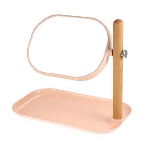 Rotatable 1X/3X Magnifying Makeup Mirror with Storage Tray Pink